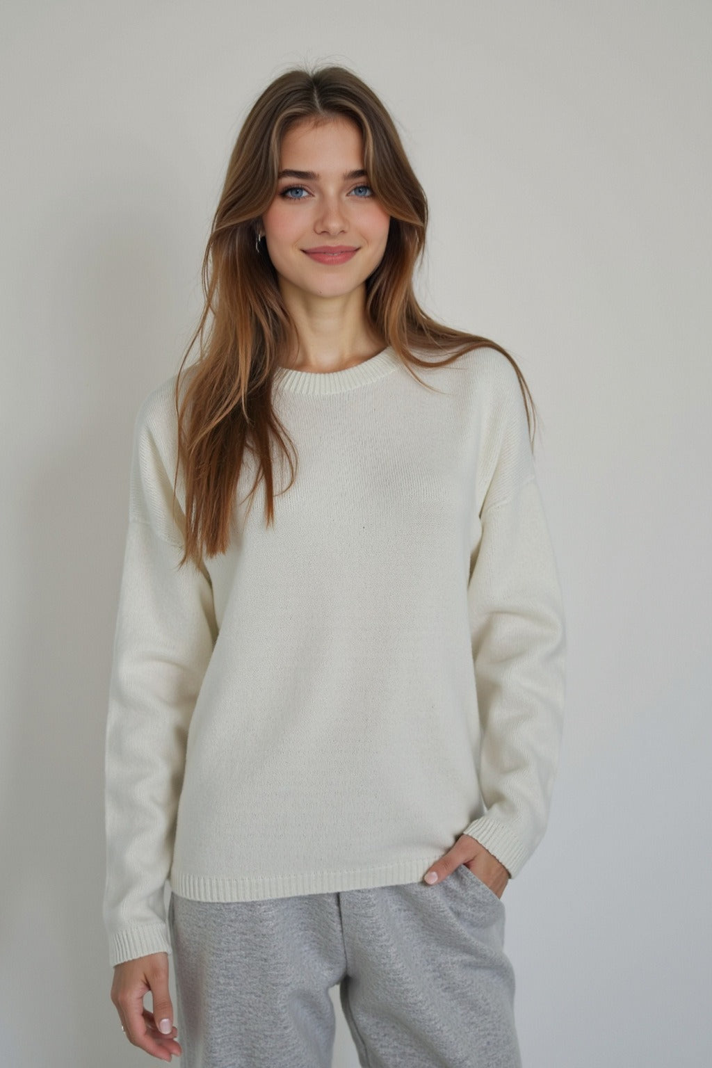 Seamless Knit Wool Pullover Sweater image 2