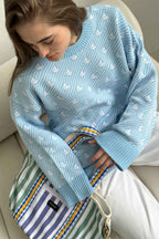Sailboat Pattern Crew Neck Knit Sweater image 12