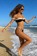 Black White Color Block Bikini Push Up Bikini Sets image 6