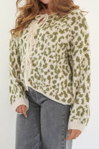 Leopard Print Tie-Front Knit Cardigan image 5