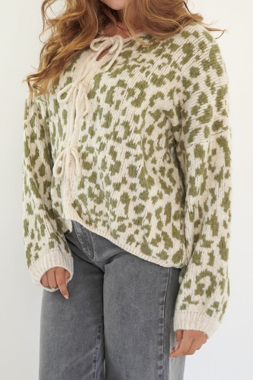 Leopard Print Tie-Front Knit Cardigan image 5