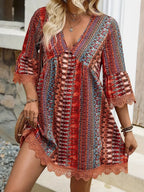 Adeline Lace V-Neck Dress detail view styled for Avrienne