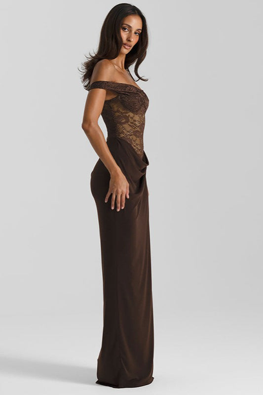 Solid Lace Panel Bodycon Formal Dress image 3