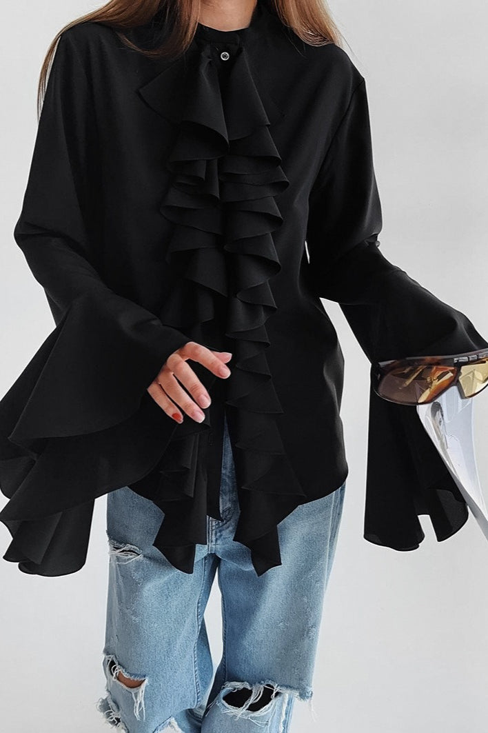 Elegant Ruffle Trim Button Blouse image 13