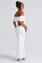 Solid Off Shoulder Ruched Formal Dress image 11