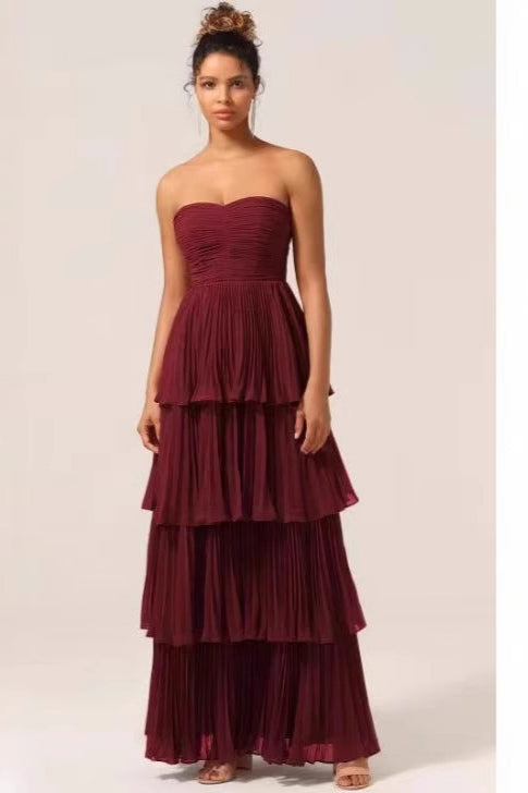 Ruched Bustier Tiered Hem Formal Dress image 4