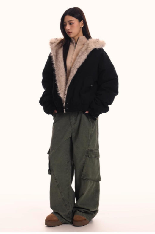 Fur Hooded Insulated Jacket image 3