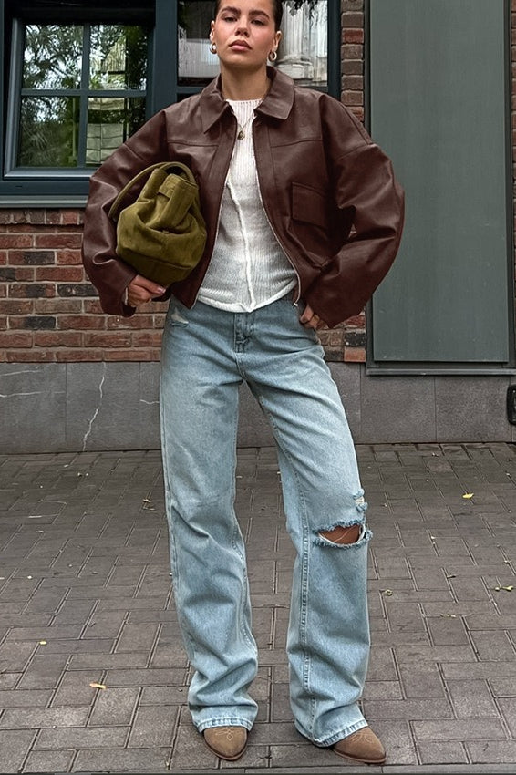 Vintage Brown Leather Jacket image 3