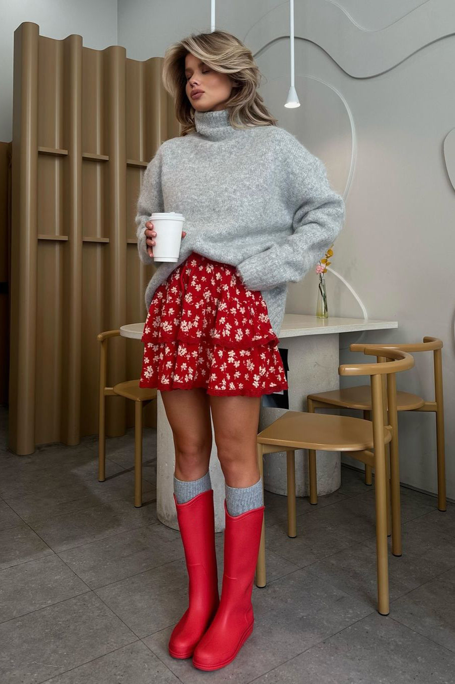 Floral Lace Trim Bodycon Skirt image 3
