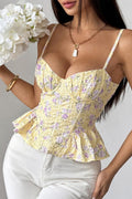 Floral Irregular Ruffle Tie Cami Top image 2