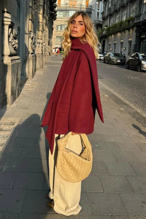 Scarf Collar Single Breasted Wool Coat image 5