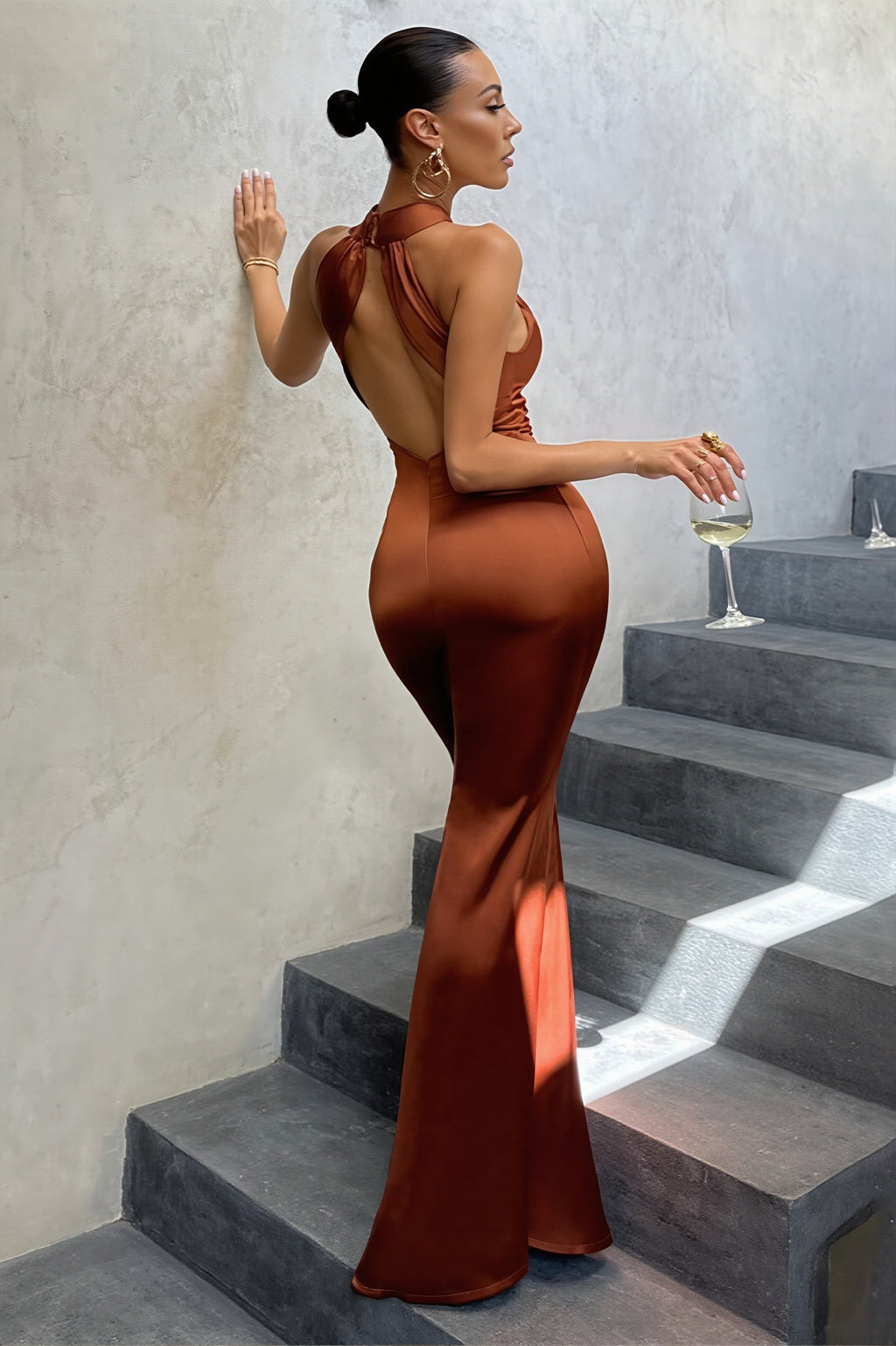 Chic Solid Slim Backless Sleeveless Maxi Dress image 2