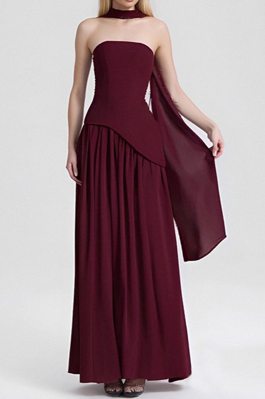 Solid Bustier High Slit Formal Dress image 5