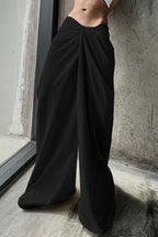 Asymmetrical Twist Solid Wide Leg Pants image 7