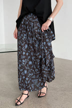 Retro Floral High Waist Pleated A Line Skirt image 2