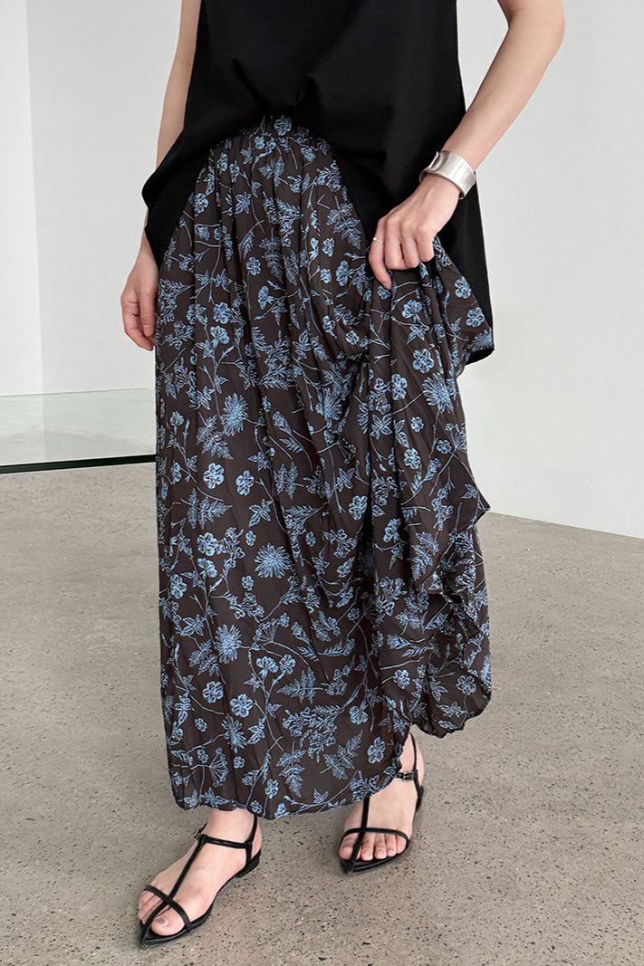 Retro Floral High Waist Pleated A Line Skirt image 2