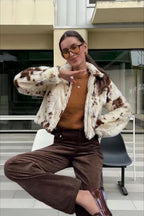 Simple Zippered Fleece Short Coat image 1