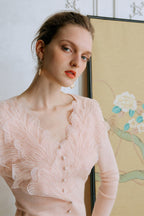 Feather Lace Detail Knit Top image 1