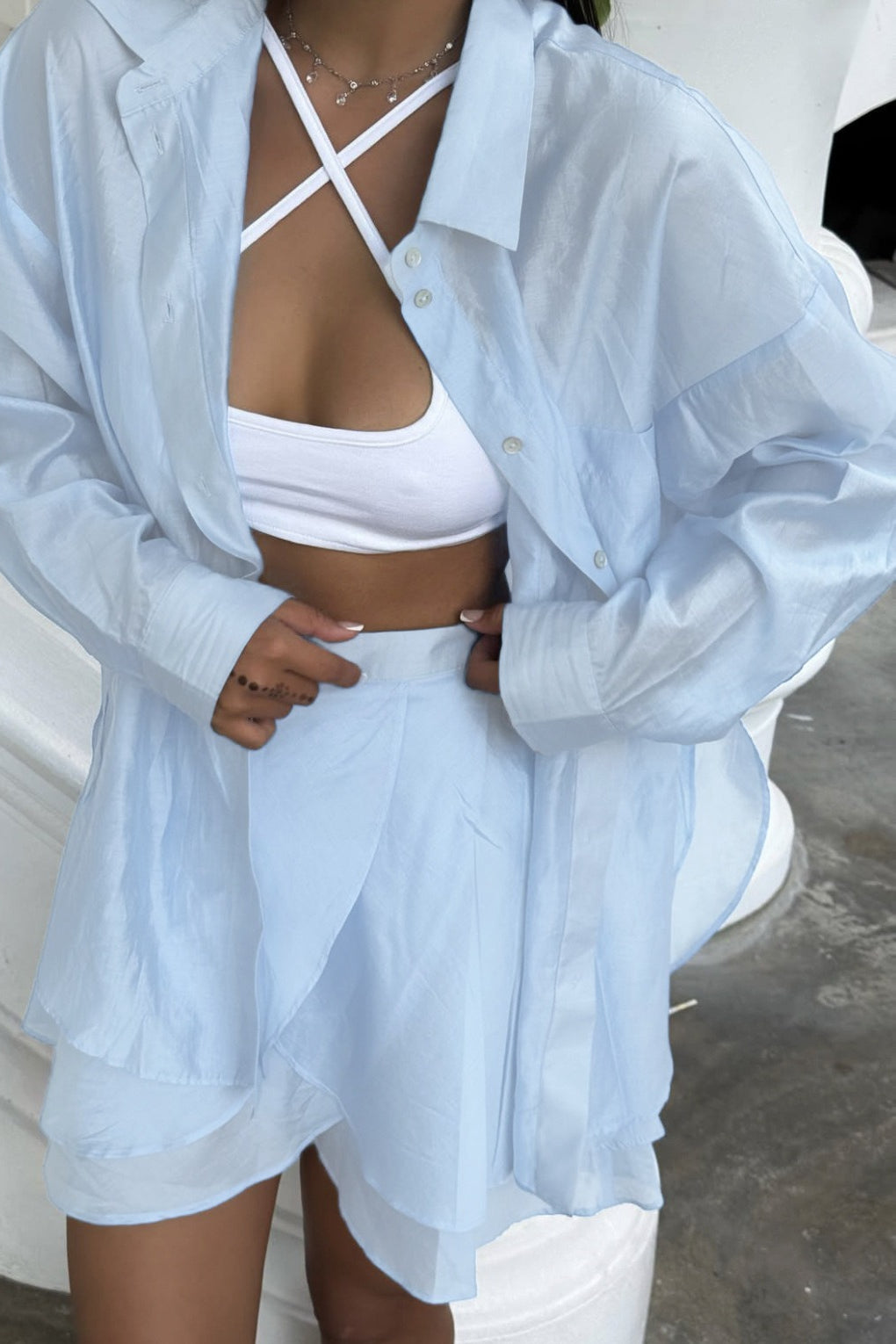 Casual Beach Shirt Cover Skirt Set image 15