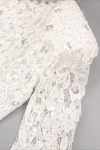Lace Beaded Sequin Slim Cape Reception Dress image 11
