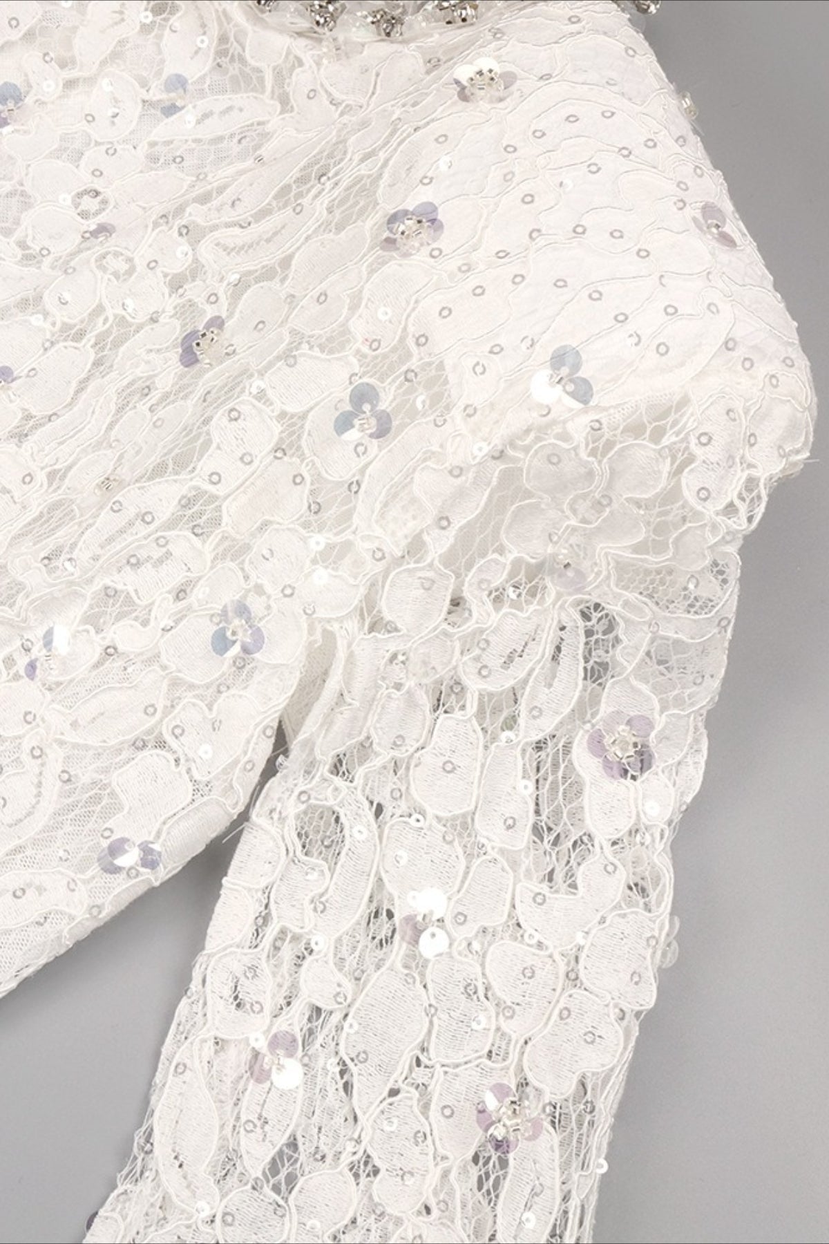 Lace Beaded Sequin Slim Cape Reception Dress image 11