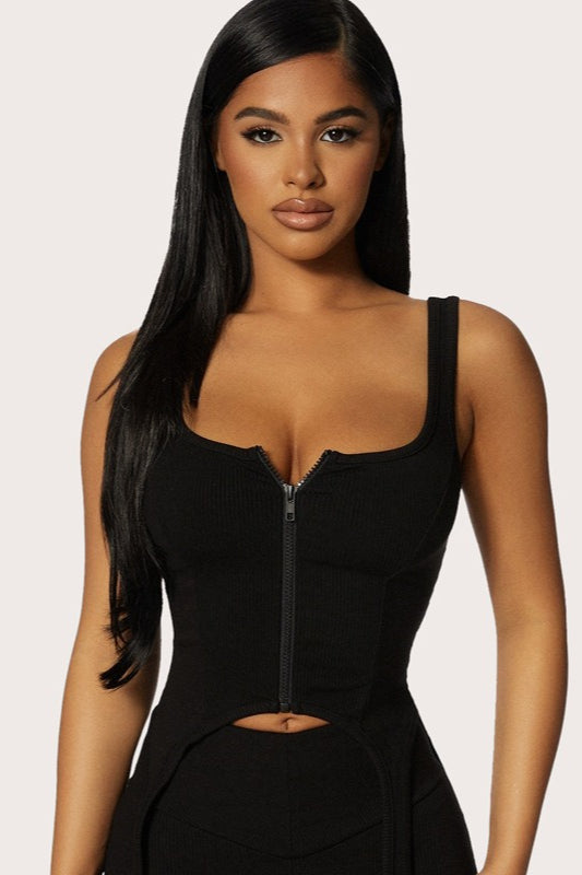 U Neck Zip Back Knit Top image 2