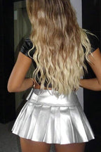 PU Leather Pleated A-Line Skirt image 5