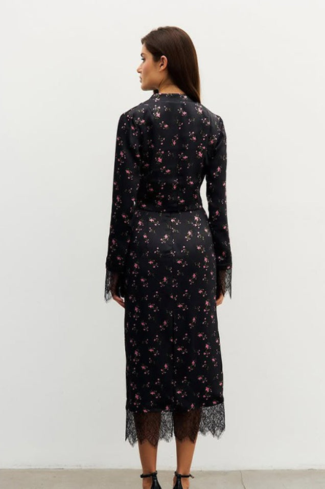 Chic Slim Floral Print Long Sleeve Skirt Set image 3