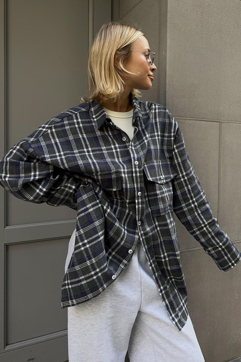 Plaid Striped Mid-Length Blouse image 7