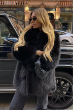 Solid Eco Faux Fur Coat image 3