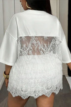 Number Print Loose Street Sheer Lace T-shirt image 4