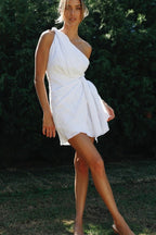 One-Shoulder Belted Asymmetrical Cocktail Dress image 5