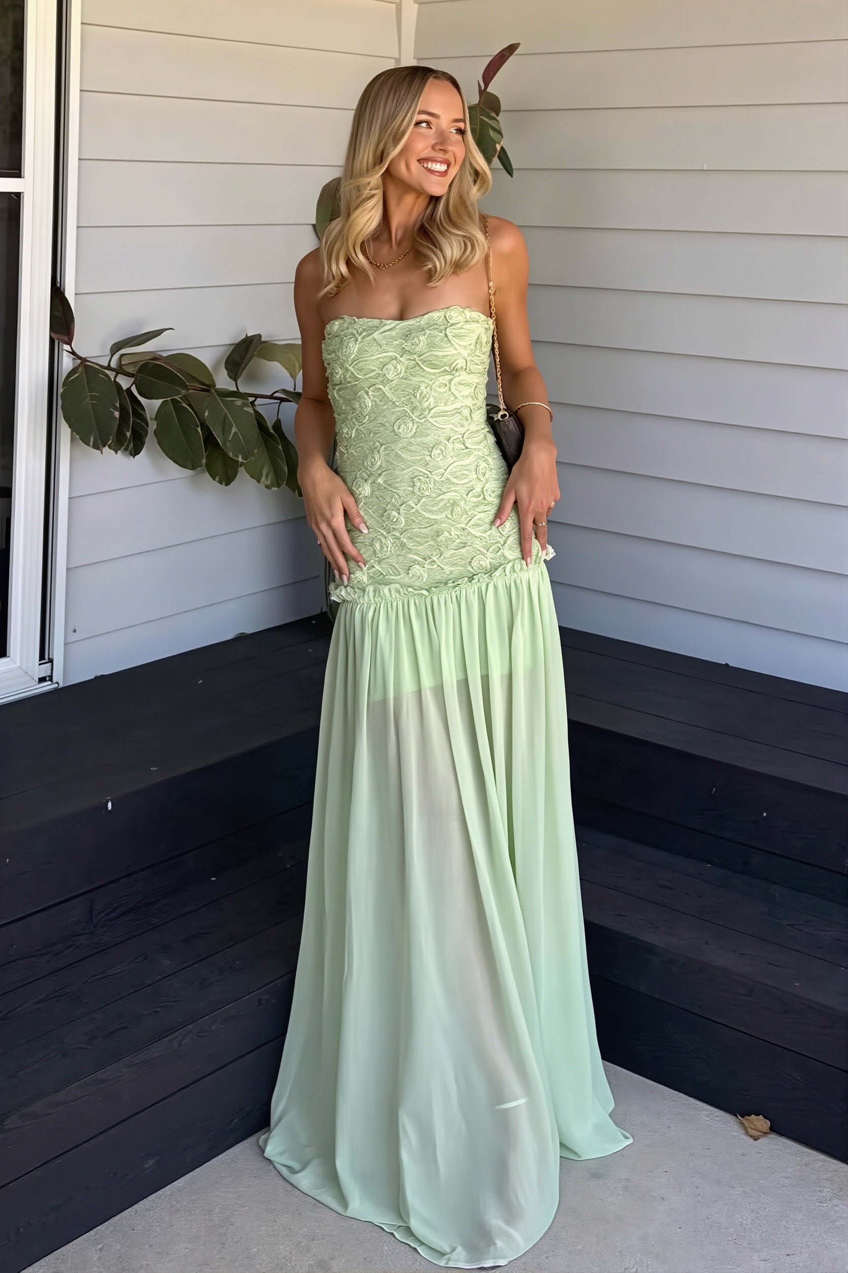 Chiffon Floral Bandeau Cami Maxi Dress image 2