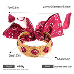 Stainless Steel Hollow Fabric Open Bracelet image 4