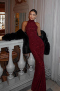 Solid Sparkling Halter Bodycon Formal Dress image 1