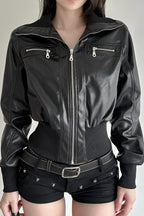 Vintage Waist Cinch Leather Jacket image 2