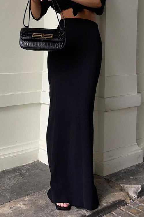 Slim Fit Black Long Pencil Skirt image 3