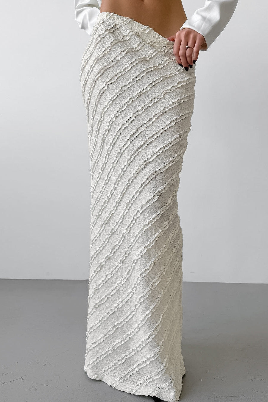 Lace Trim High Waist Split Midi Skirt image 1