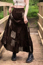 Print Velvet A-Line Skirt image 2