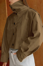 Chic Pleated Detail Short Coat image 3