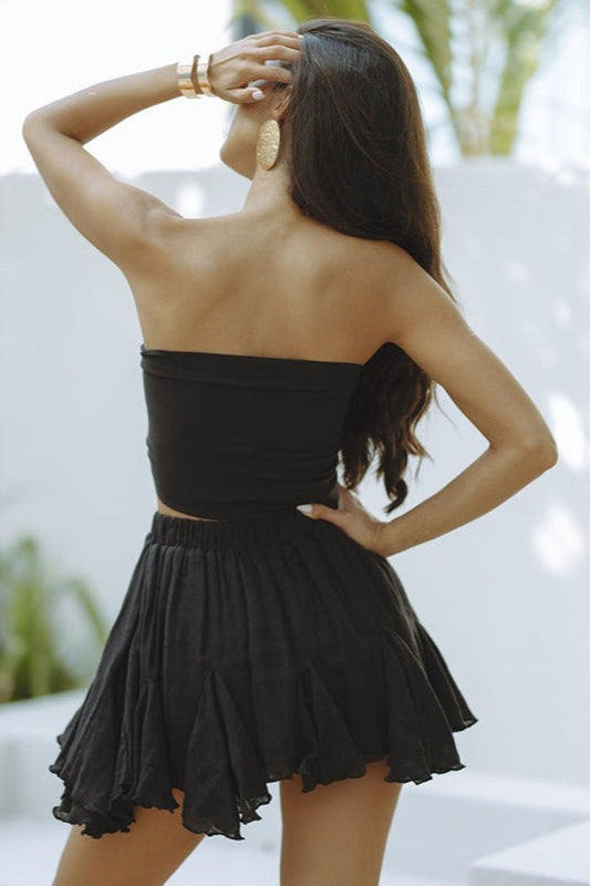 Solid Chiffon Bandeau Ruffle Skirt Set image 9
