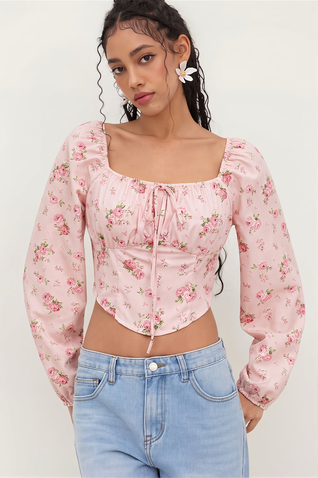 Elegant Floral Long Sleeve Blouse image 1