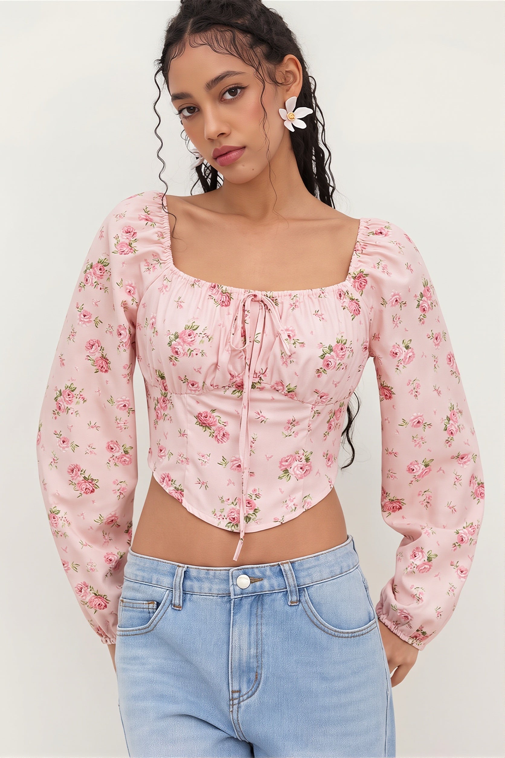 Elegant Floral Long Sleeve Blouse image 1