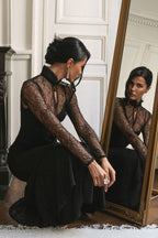 Sexy Lace Patchwork Fitted Cutout Maxi Dress image 6