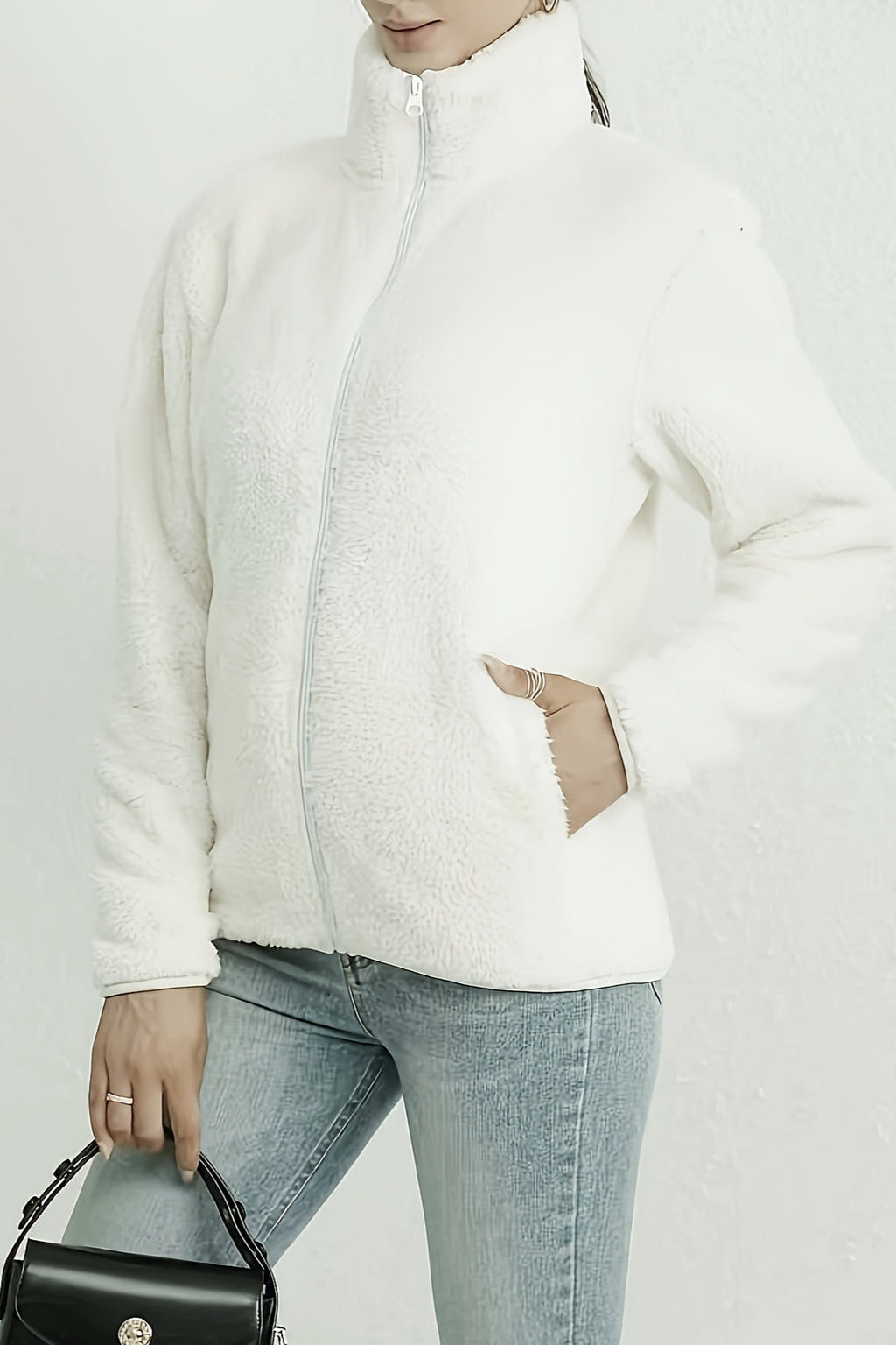 Casual Fuzzy Zipper Jacket image 5