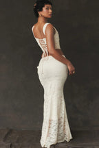 Elegant Lace-Up Crop Top & Maxi Skirt Boho Dress image 8