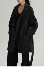 Chic Solid Wool Warm Loose Mock-neck Coat image 12