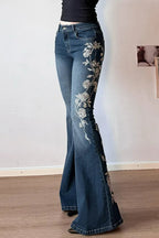 Vintage Plant Embroidered Bootcut Jeans image 2