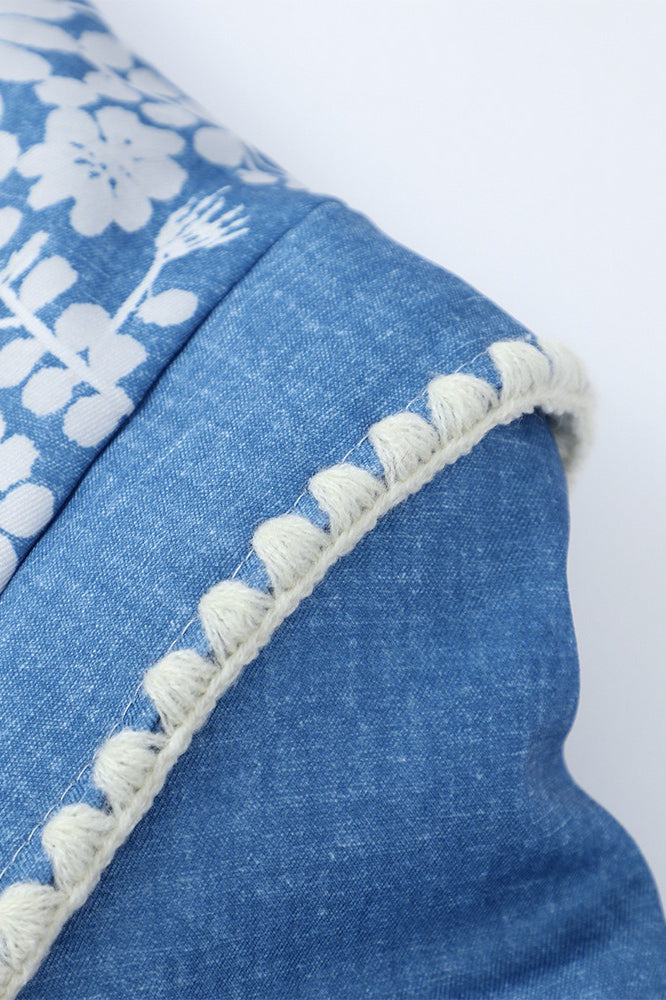 Blue Floral Cotton Coat image 4