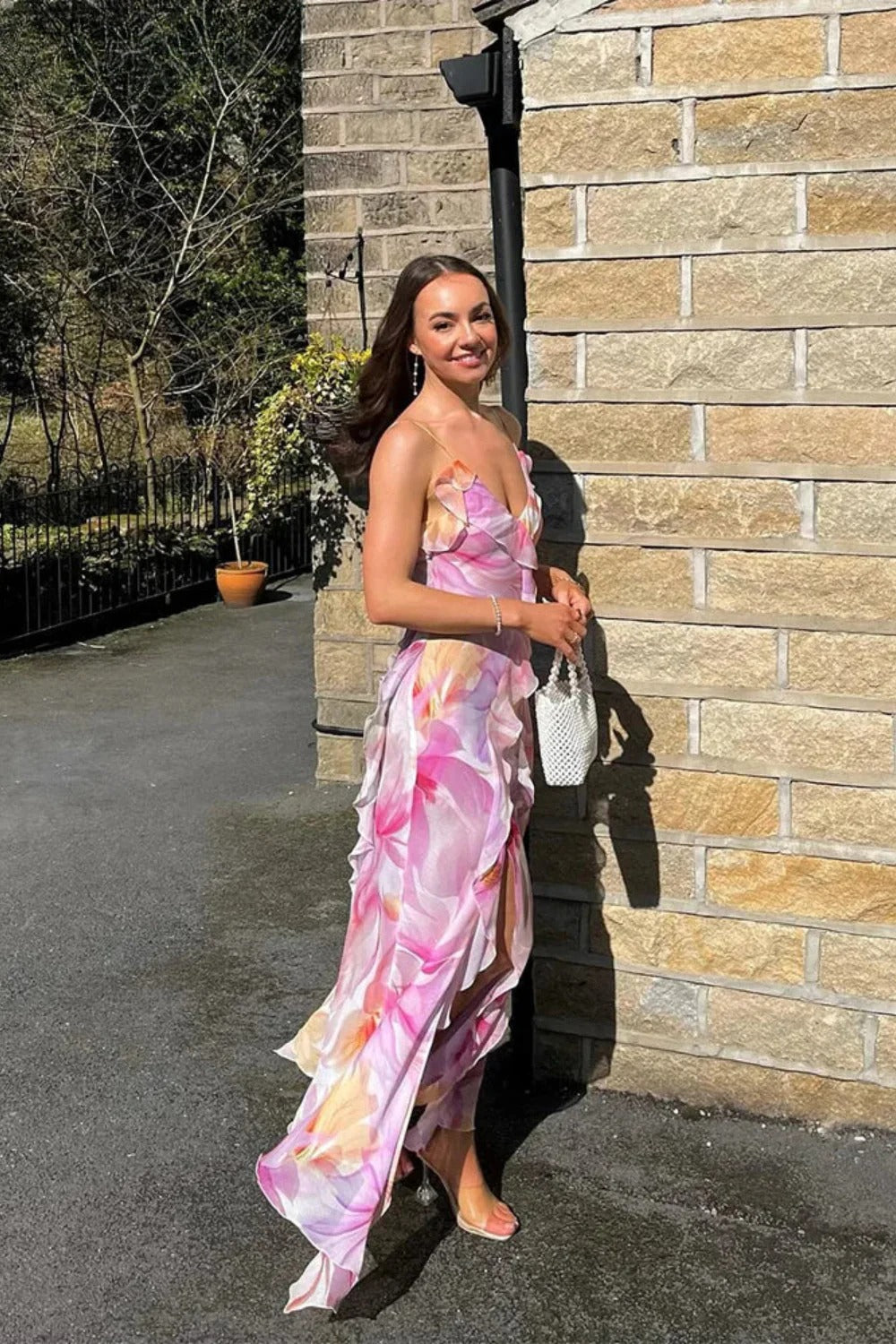 Chiffon Floral Tassel Patchwork Maxi Dress image 2